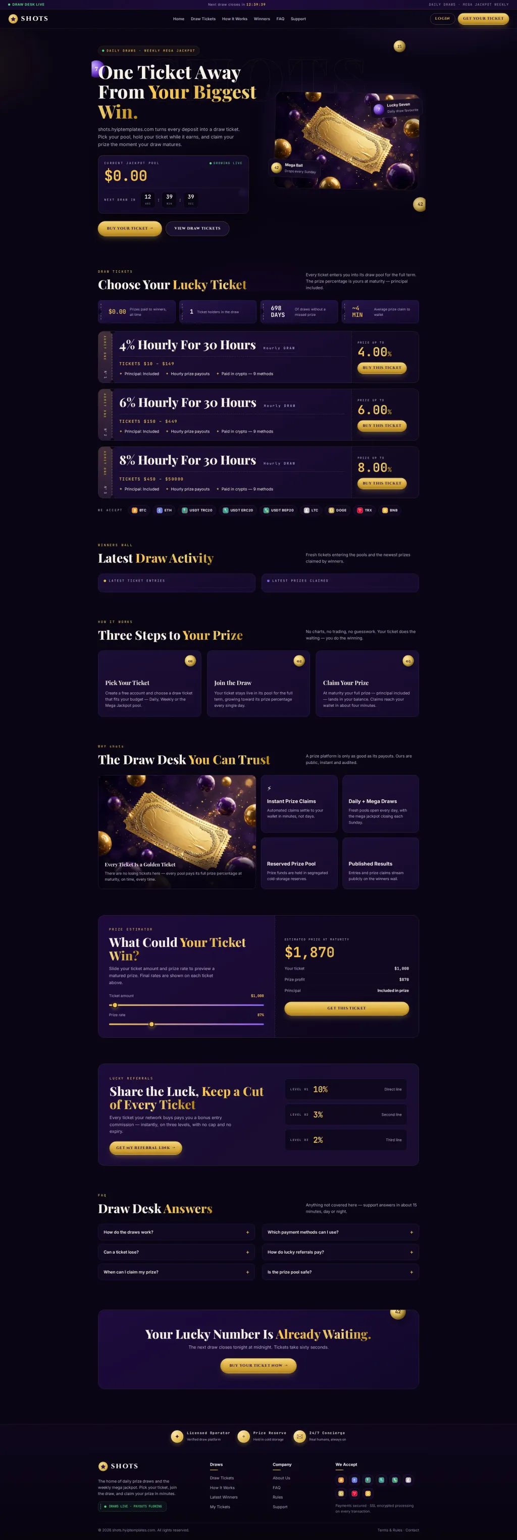 FORTUNA — HYIP Template Pack — GoldCoders HYIP template preview (H-TPL4)